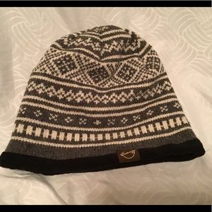 Weatherproof beanie, EUC, grey & cream print